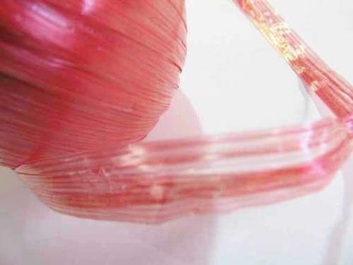Synthetic Ribbon, Shiny Orangy Pink, ±4mm Wide, Sold Per Meter, 1Meter - 1pc