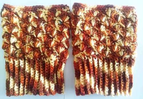Boot Cuffs, Wool, Crochet, Handmade, One Of A Kind, Shades Of Winter, 1 Pair