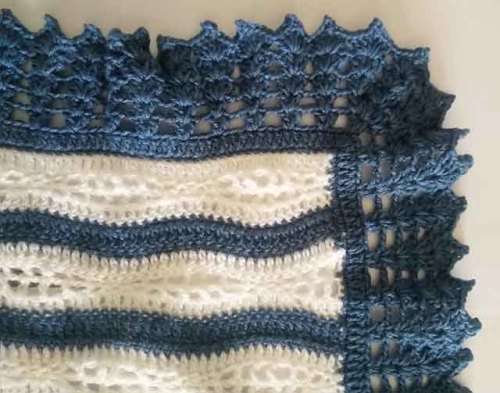 Blanket, Wool, Crochet, Handmade, One Of A Kind, Blue And White, 1pc, ±100cm x 100cm