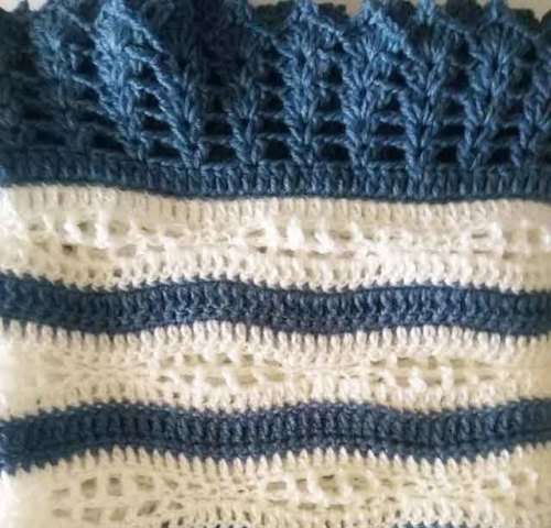 Blanket, Wool, Crochet, Handmade, One Of A Kind, Blue And White, 1pc, ±100cm x 100cm