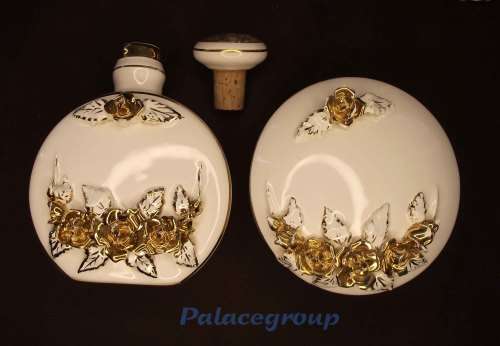 Trinket Box, Perfume Bottle, Photo Frame, White With Gilt Roses And Leaves, See Photo`s