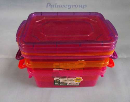 6pc Multi Storage Box With Locking Handles, Purple, Orange, Pink, Made In Turkey, 300ml, See Photo`s