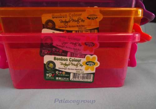 6pc Multi Storage Box With Locking Handles, Purple, Orange, Pink, Made In Turkey, 300ml, See Photo`s