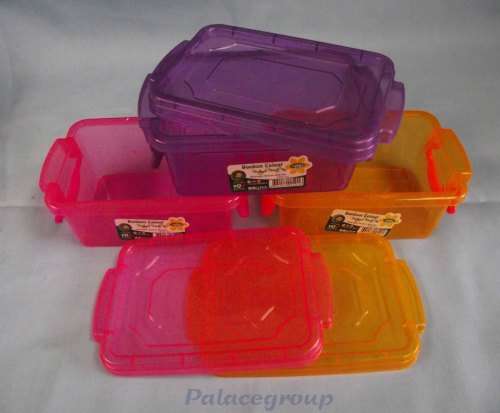 6pc Multi Storage Box With Locking Handles, Purple, Orange, Pink, Made In Turkey, 300ml, See Photo`s