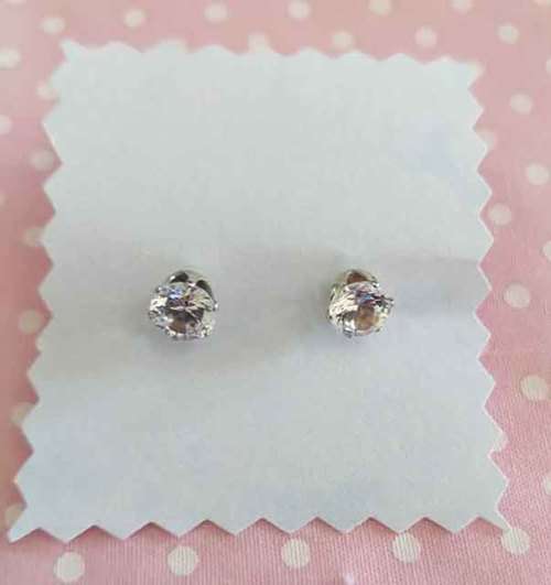 Earrings, Studs With Crystal Rhinestones, Stud Size 7mm, 2pc