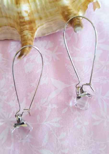 Nickel Earrings With Clear Attachment, ±46mm, 1Pair