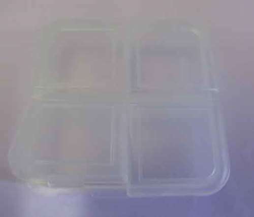 Tablet (Medicine) Holder, Clear, 4 Compartments, Plastic, 60mm x 60mm, 1pc
