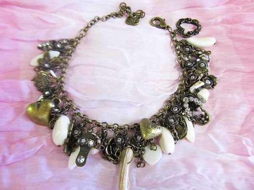 Bracelet, Shell And Charm Chain Bracelet 20cm With 8cm Extender, Bronze Lobster Clasp