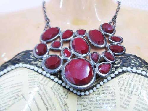Burtell Necklace, Black Nickel With Lobster Clasp, Muted Maroon, 43cm With 6cm Extender, 1pc