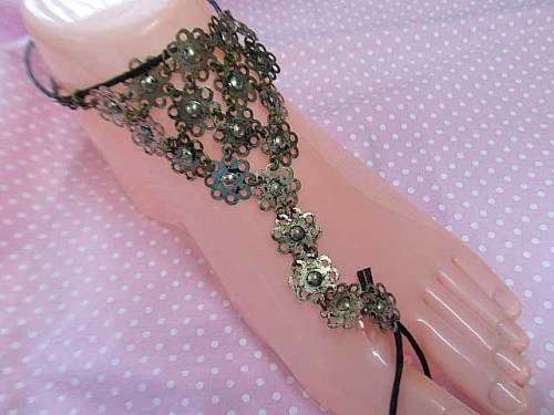 Foot Jewellery,  Bronze With Brown Wax Cord, 1 Pair