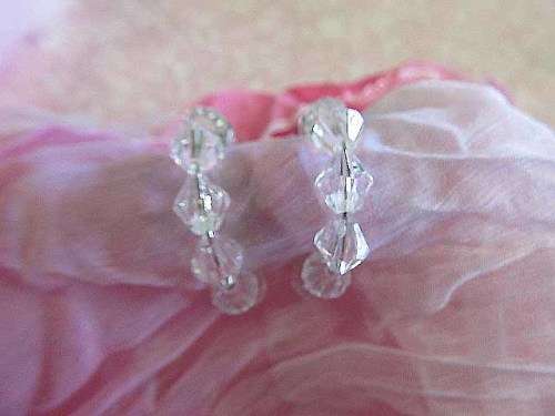 Earrings, Hoop Earrings With Clear Acrylic Bicone Beads, 30mm, 1 Pair