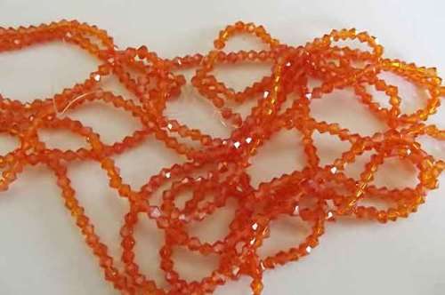 Glass Crystal Beads, Bicone, Orange, 3mm, ±48pc