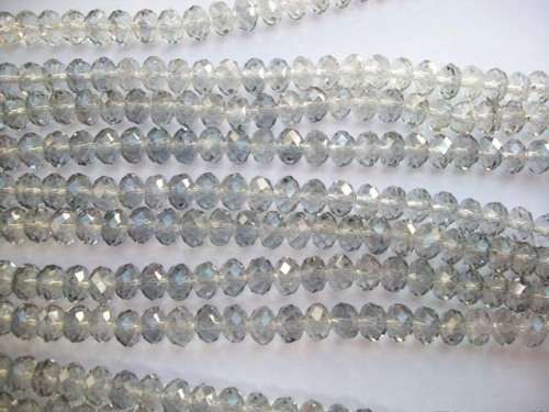 Glass Crystal Beads, Rondelle, Silver Grey AB, 6mm x 8mm, ±25pc