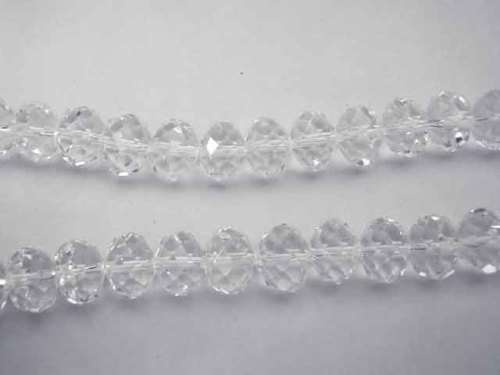 Glass Crystal Beads, Rondelle, Clear, 6mm x 8mm, ±25pc