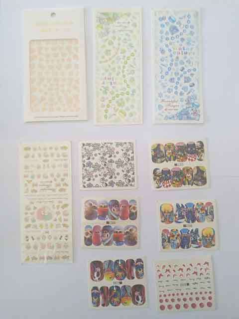 Nail Art, Collection Of Nail Art Stickers, Multi Coloured, 10pc, Design As Shown On Photos