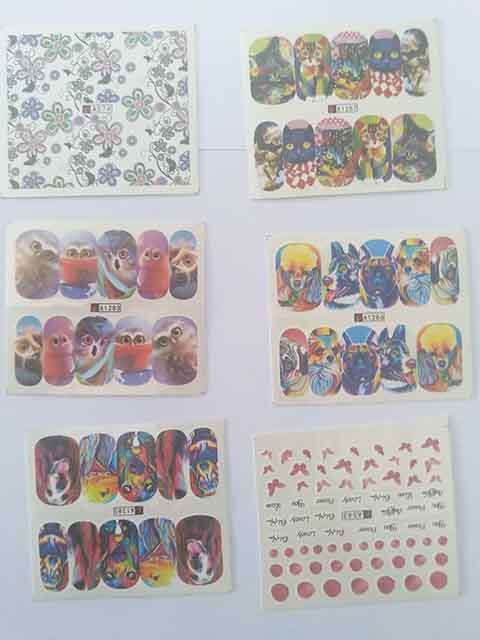 Nail Art, Collection Of Nail Art Stickers, Multi Coloured, 10pc, Design As Shown On Photos