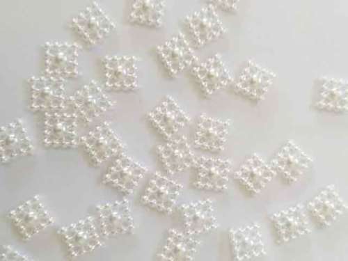 Sequins, Square, White, 10mm X 10mm, 10pc