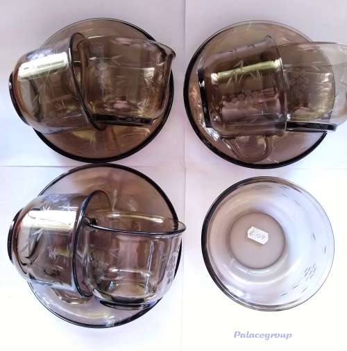 Vintage Arcoroc Cup and Saucer x 6 and Sugar Bowl, Made In France, See Photos....