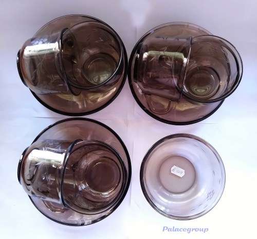 Vintage Arcoroc Cup and Saucer x 6 and Sugar Bowl, Made In France, See Photos....