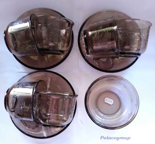 Vintage Arcoroc Cup and Saucer x 6 and Sugar Bowl, Made In France, See Photos....