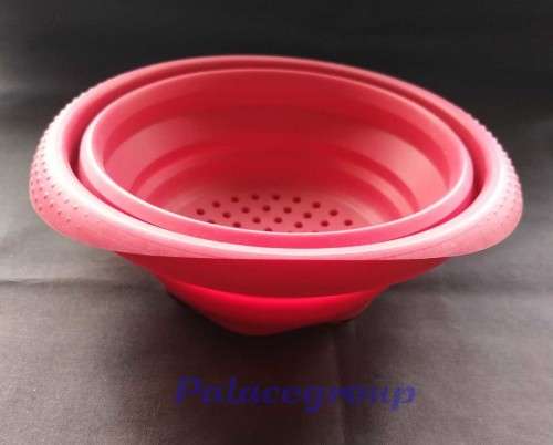 Colapsible Silicone Colander, Red, Working Diameter 110mm - 150mm, 1pc, See Photo Below