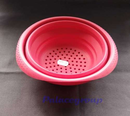 Colapsible Silicone Colander, Red, Working Diameter 110mm - 150mm, 1pc, See Photo Below