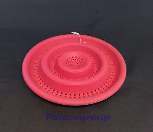 Colapsible Silicone Colander, With Metal Support, Red, Working Diameter 60mm - 180mm, 1pc, See Photo