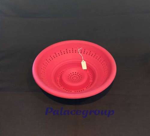 Colapsible Silicone Colander, With Metal Support, Red, Working Diameter 60mm - 180mm, 1pc, See Photo
