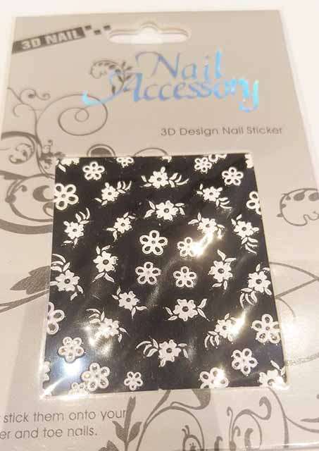 Nail Art Stickers, 3D Design, White, 1pc