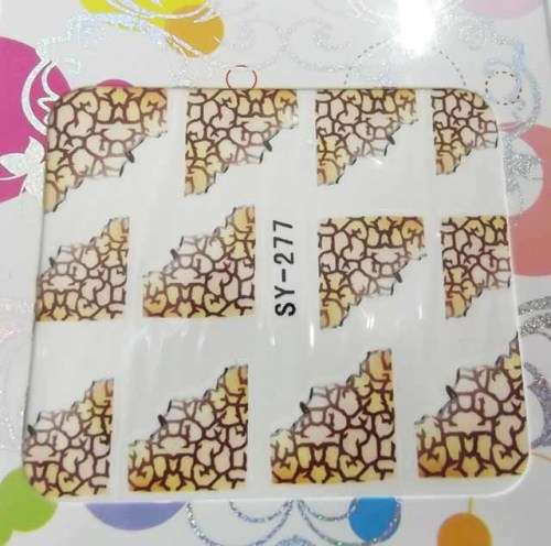 Nail Art Stickers, 3D Design, Black With Yellow, 1pc