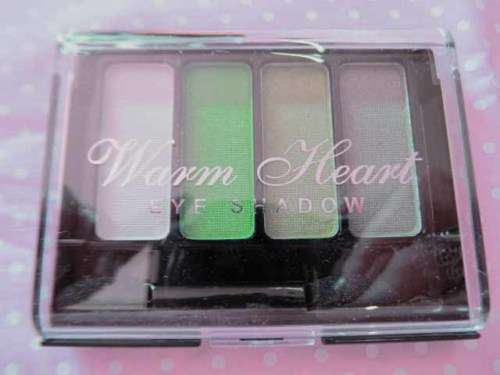Eye Shadow, Warm Hearts, 4 Colours, Shades Of Green and White, 1pc