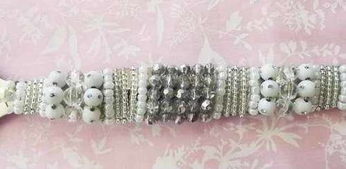 Server Spoon, Beaded, White, 255mm x 69mm, 1pc, See Photos