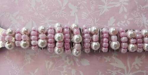 Server Spoon, Beaded, Pink, 255mm x 69mm, 1pc, See Photos