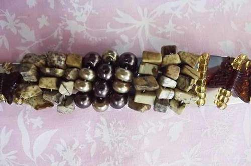 Server Spoon, Beaded, Brown, 255mm x 69mm, 1pc, See Photos
