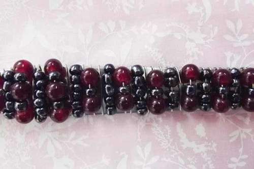 Server Spoon Set, Beaded, Black & Red, 250mm x 52mm, 2pc / 1 Set, See Photos