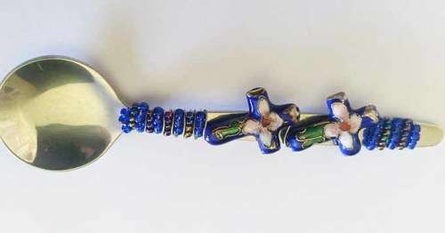 Sugar Spoon, Beaded, Royal Blue, 127mm x 32mm, 1pc, See Photos