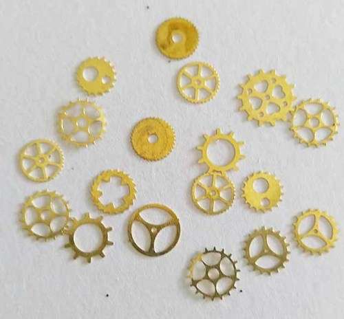 Nail Art, 3D Nail Art, Gears, Gold Colour, Mixed Shapes, ±6mm, 10pc