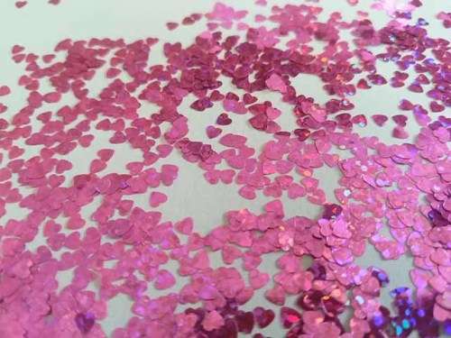 Embellishments, Scrapbooking, Sequins Shapes, Heart, Metallic Pink, 3mm, 1pc / 1 Bag