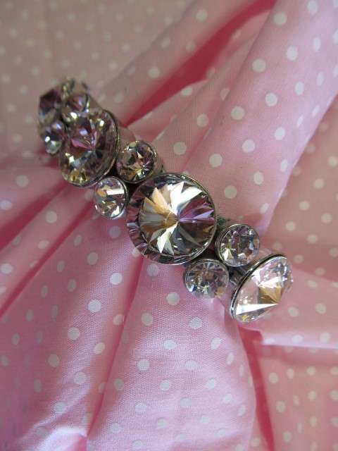 Burtell Bracelet, Clear Rhinestone, 19cm, Nickel