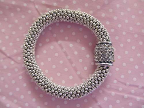 Burtell Bracelet, Clear Rhinestone On Elastic, Diameter 45mm, Nickel