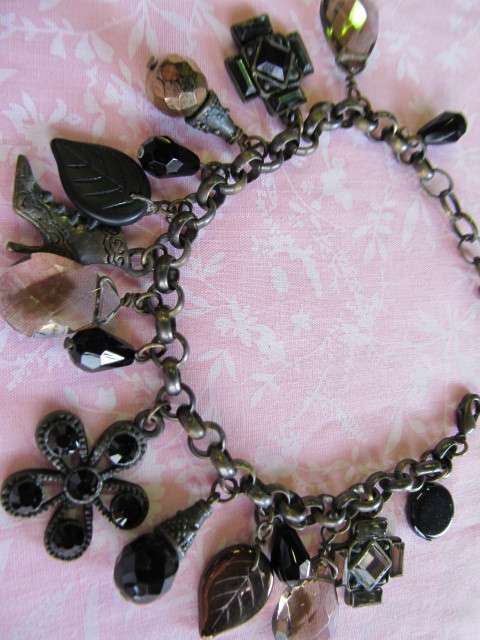Burtell Bracelet, Shades Of Black Charm Bracelet, 18.5cm With 6cm Extender, Bronze