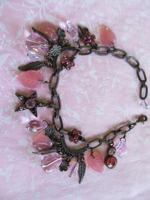 Burtell Bracelet, Shades Of Pink Charm Bracelet, 19cm With 4cm Extender, Copper