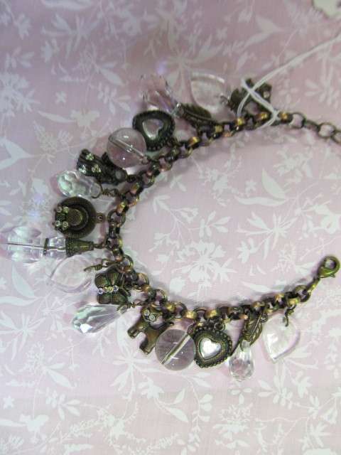 Burtell Bracelet, Clear Charm Bracelet, 19cm With 4cm Extender, Copper