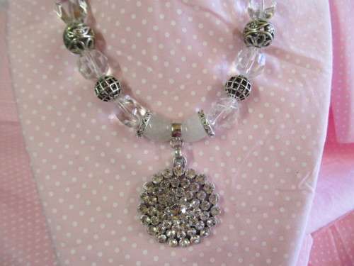 Burtell Necklace, Clear Rhinestones - Double Chain, 47cm With 7cm Extender, Nickel