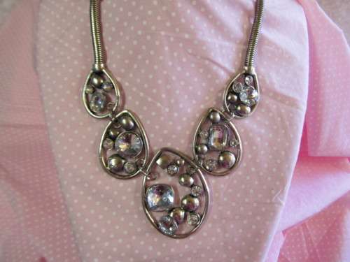 Burtell Necklace, Clear Rhinestones, 43cm With 7cm Extender, Nickel