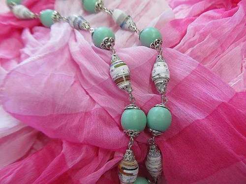 Cheri Necklace, Handmade Wooden Beads, Shades Of Green, Toggle Clasp, 48cm, 1pc