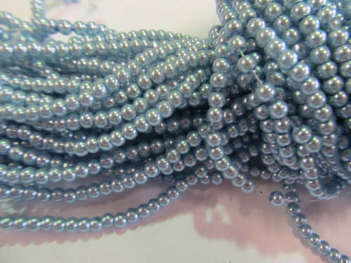 Glass Pearls, Shiny Blue, 8mm, ±50pc