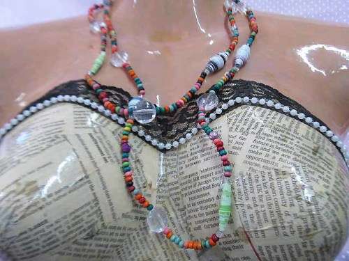 Cheri Necklace, Handmade And Wooden Beads, Earthy Colours, 70cm, 1pc