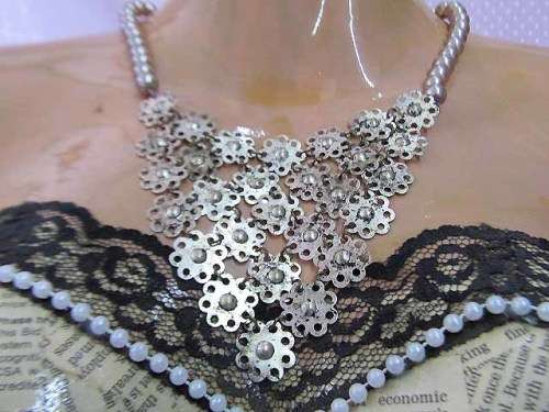 Cheri Necklace, Brown Beads With Antique Bronze, Lobster Clasp, 40cm