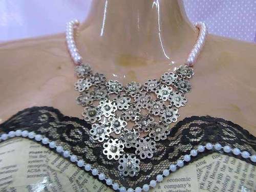 Cheri Necklace, Pink Beads With Antique Bronze, Lobster Clasp, 40cm